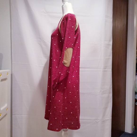 Chris & Carol Burgundy Polka Dot Dress Size M - Picture 2 of 7